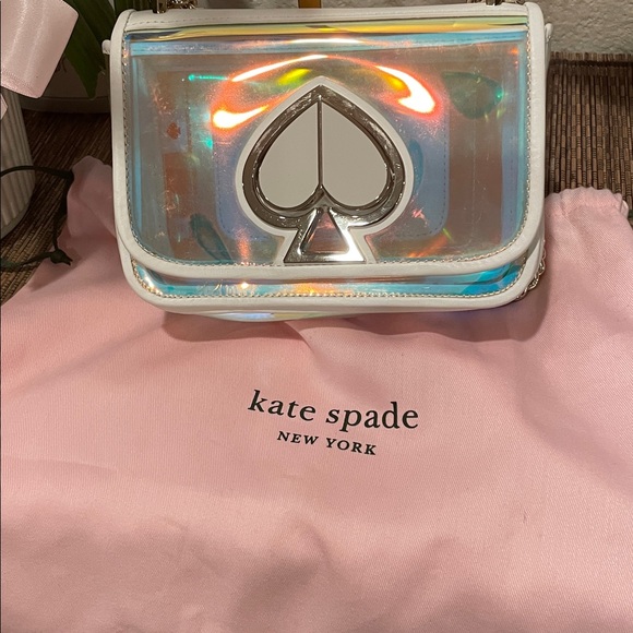 Heart Kate Spade White and Iridescent Crossbody Bag - with Turn-Lock - Picture 2 of 14